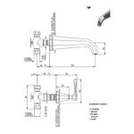 Perrin & Rowe Deco Lever 3 Hole Wall Basin Mixer Pewter