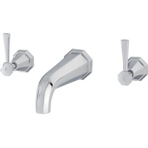 Perrin & Rowe Deco Lever 3 Hole Wall Bath Filler Pewter