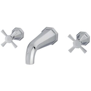 Perrin & Rowe Deco Crosstop 3 Hole Wall Bath Filler Nickel