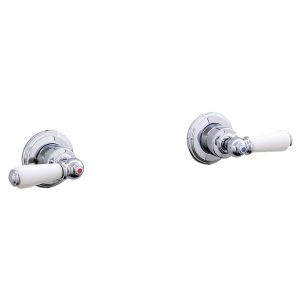 Perrin & Rowe Pair of 3/4" Wall Valves with Lever Handles Chrome