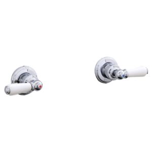 Perrin & Rowe Pair of 3/4" Wall Valves with Lever Handles Gold