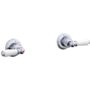 Perrin & Rowe Pair of 3/4" Wall Valves with Lever Handles Nickel