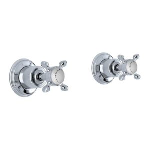 Perrin & Rowe Traditional 3/4" Wall Valves Pair with Cross Handles