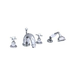 Perrin & Rowe 7" 4 Hole Bath Set with Crosshead Handles Chrome