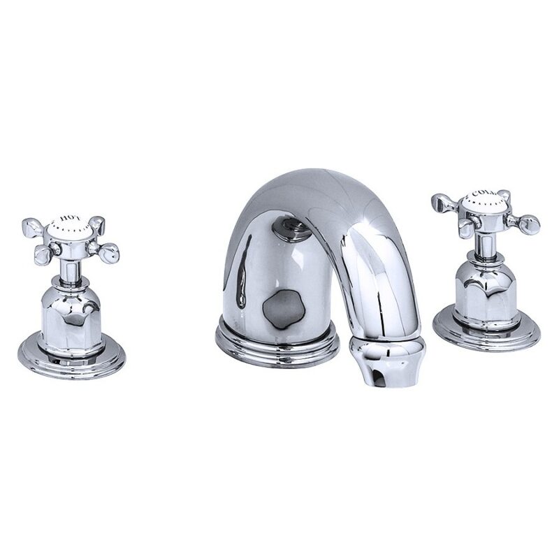 Perrin & Rowe 10" 3 Hole Bath Set with Crosshead Handles Gold