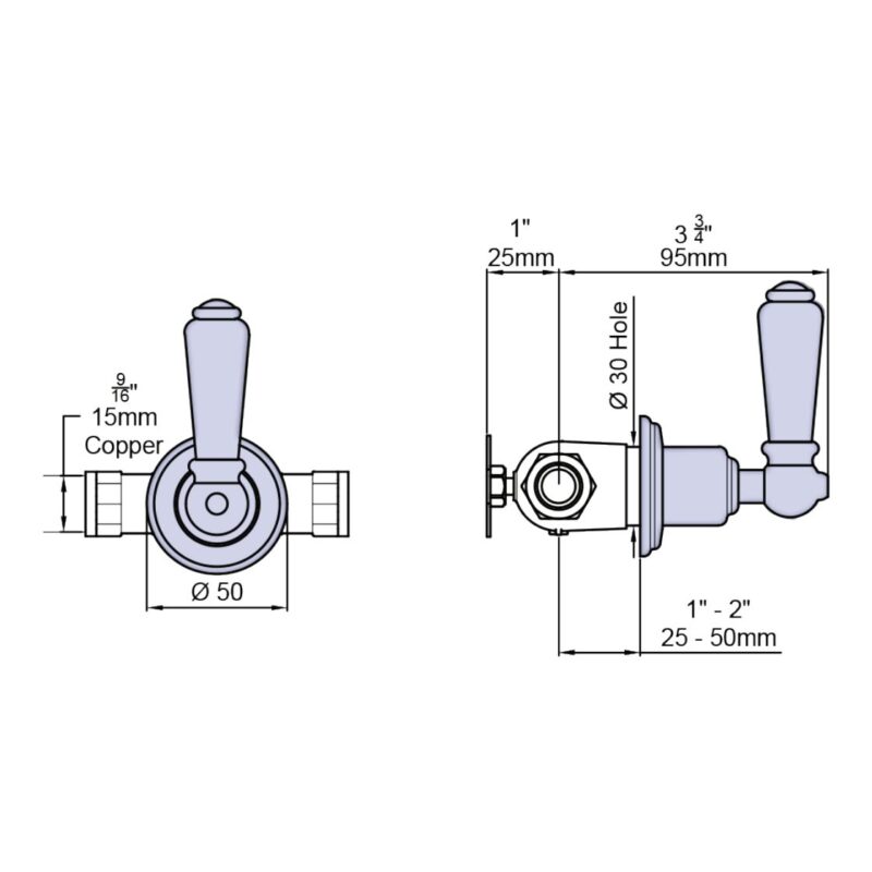 Perrin & Rowe Traditional Single 1/2" Wall Valve with Lever Handle