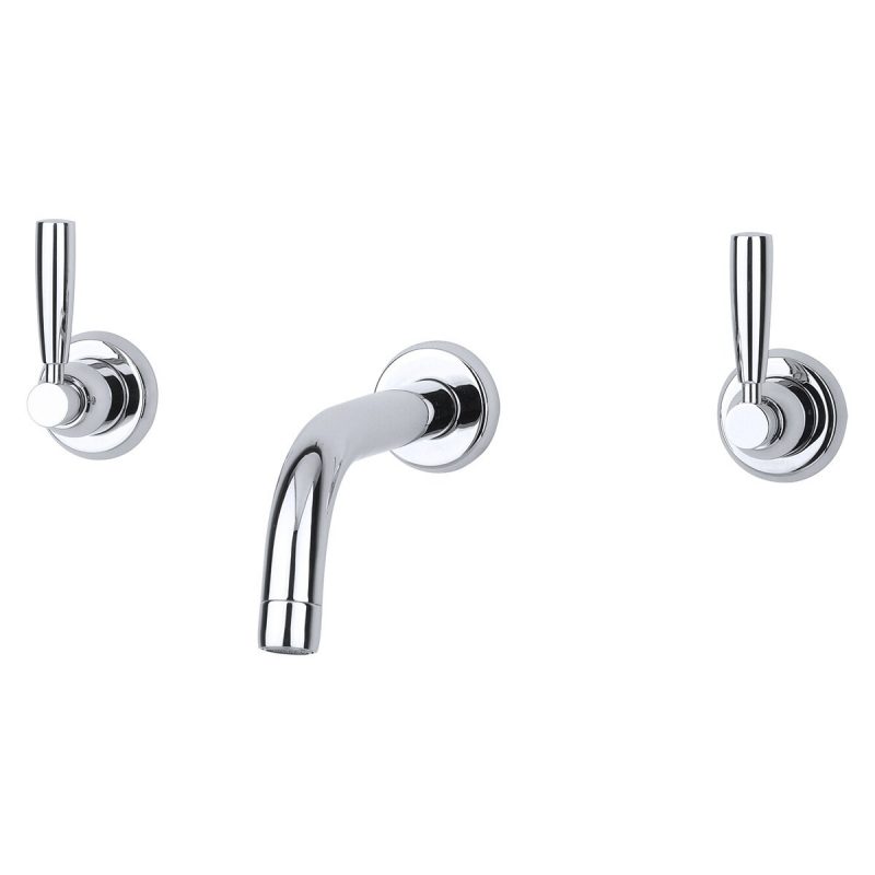 Perrin & Rowe Wall Mounted 3 Hole Basin Set Pewter