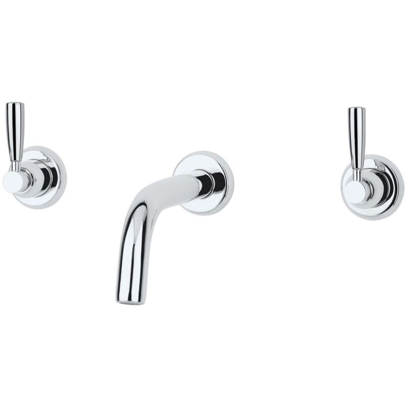 Perrin & Rowe Wall Mounted 3 Hole Basin Set Pewter