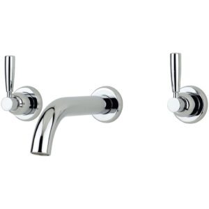 Perrin & Rowe 3 Hole Wall Bath Set with Lever Handles Chrome