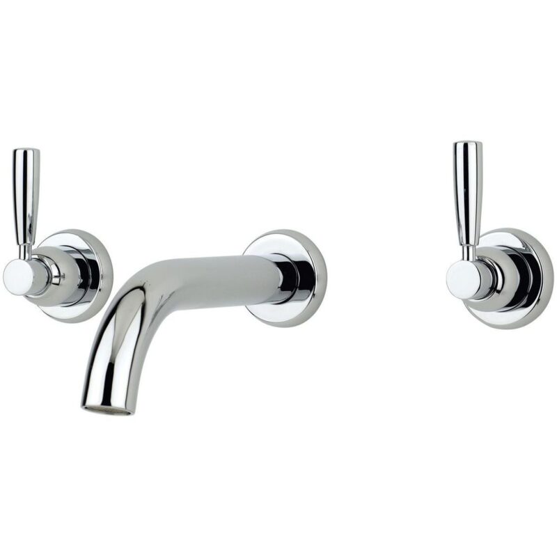 Perrin & Rowe Contemporary Lever 3 Hole Wall Bath Set Nickel