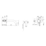 Perrin & Rowe Contemporary Lever 3 Hole Wall Bath Set Pewter