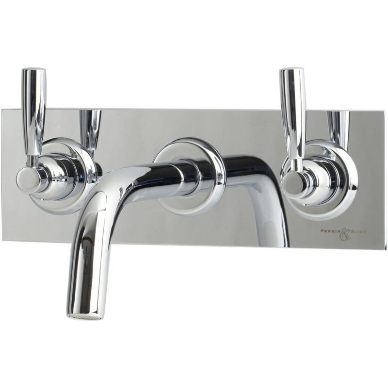 Perrin & Rowe Contemporary Wall Basin Set on Back Plate Nickel