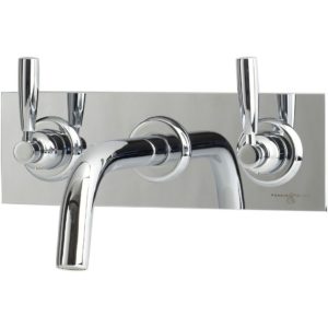 Perrin & Rowe Contemporary Wall Basin Set on Back Plate Pewter