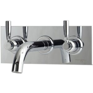 Perrin & Rowe 3 Hole Lever Wall Bath Set on Wall Plate Chrome