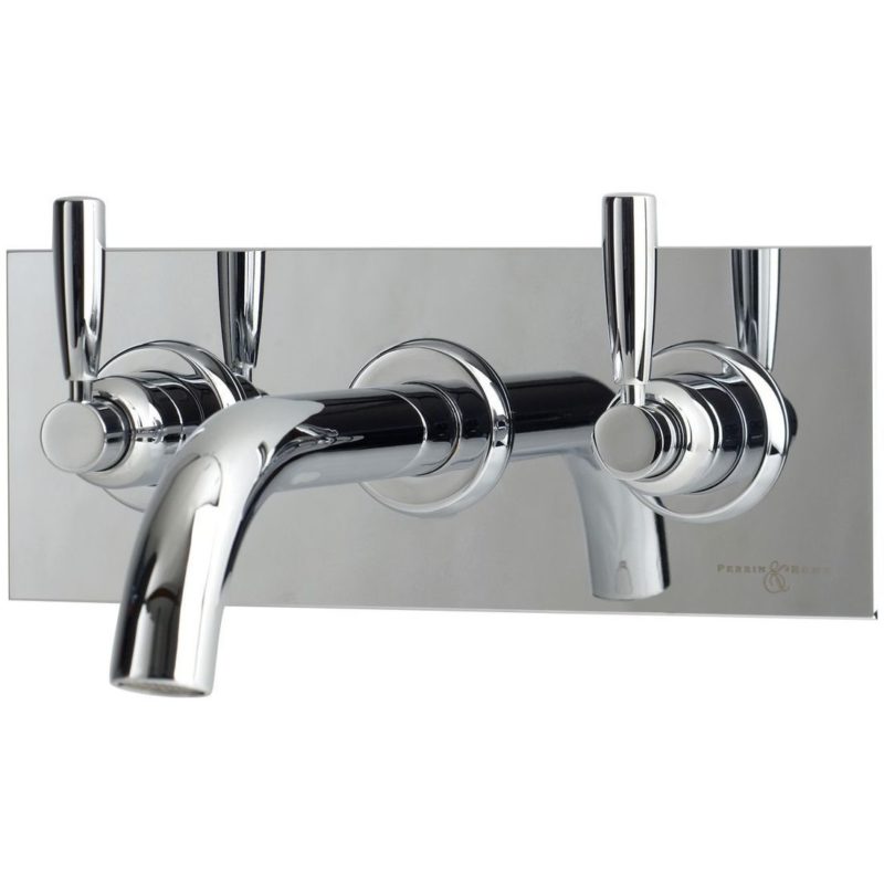 Perrin & Rowe Contemporary Lever Wall Bath Set on Back Plate Nickel