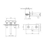 Perrin & Rowe Contemporary Lever Wall Bath Set on Back Plate Nickel