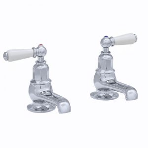 Perrin & Rowe Pair of Bath Pillar Taps with Lever Handles Gold