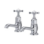 Perrin & Rowe Pair of Bath Taps with Crosshead Handles Chrome