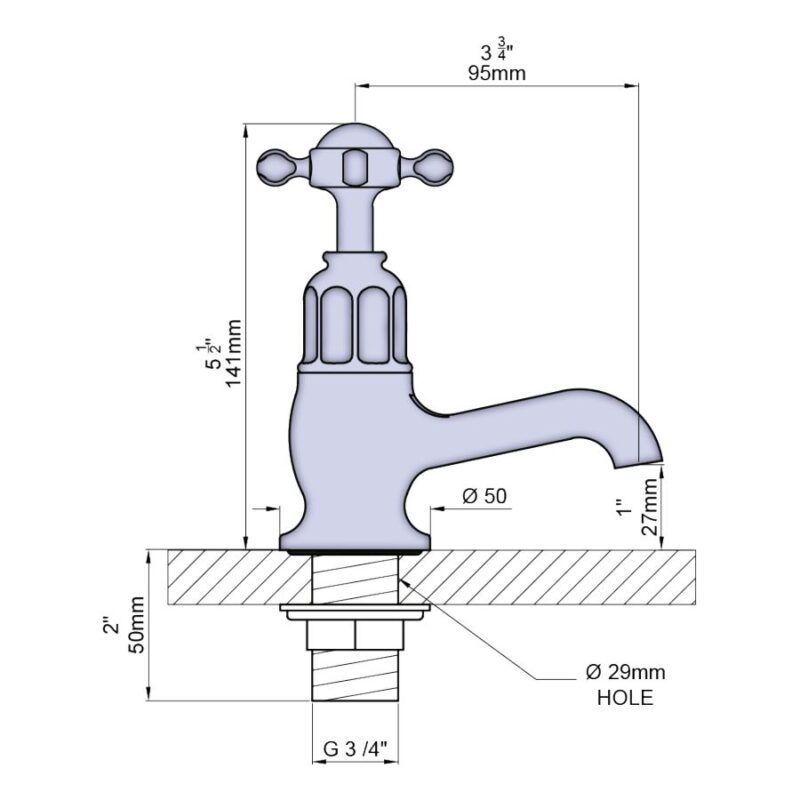 Perrin & Rowe Pair of Bath Taps with Crosshead Handles Chrome