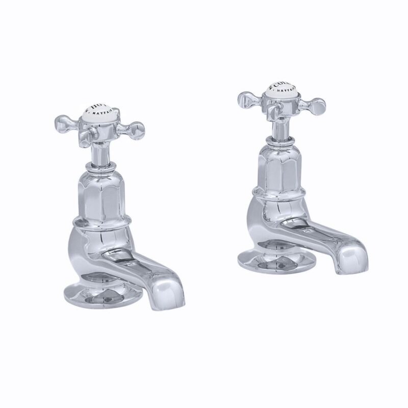 Perrin & Rowe Pair of Bath Taps with Crosshead Handles Nickel