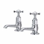 Perrin & Rowe Traditional Pair of Basin Taps Crosshead Chrome