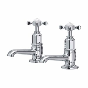 Perrin & Rowe Traditional Pair of Basin Taps Crosshead Chrome