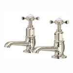 Perrin & Rowe Traditional Basin Taps with Crosshead Handles Nickel
