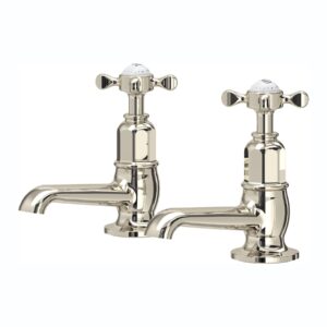 Perrin & Rowe Traditional Basin Taps with Crosshead Handles Nickel