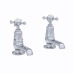 Perrin & Rowe Pair of Basin Taps with Crosshead Handles Pewter