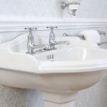 Perrin & Rowe Pair of Basin Taps with Crosshead Handles Pewter