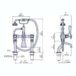 Perrin & Rowe Traditional Bath Shower Mixer & Unions Crosstop
