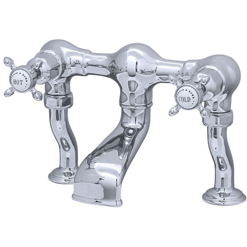 Perrin & Rowe Bath Filler with Crosshead Handles Nickel