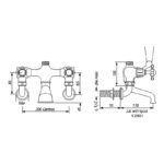 Perrin & Rowe Traditional Crosstop Wall Bath Shower Mixer Pewter