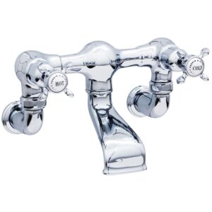 Perrin & Rowe Bath Filler Crosshead Handles & Wall Unions Nickel