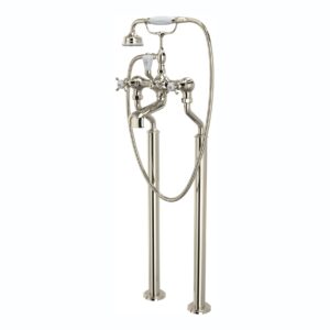 Perrin & Rowe Traditional Crosstop Floor Bath Shower Mixer Nickel