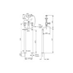 Perrin & Rowe Traditional Crosstop Floor Bath Shower Mixer Pewter