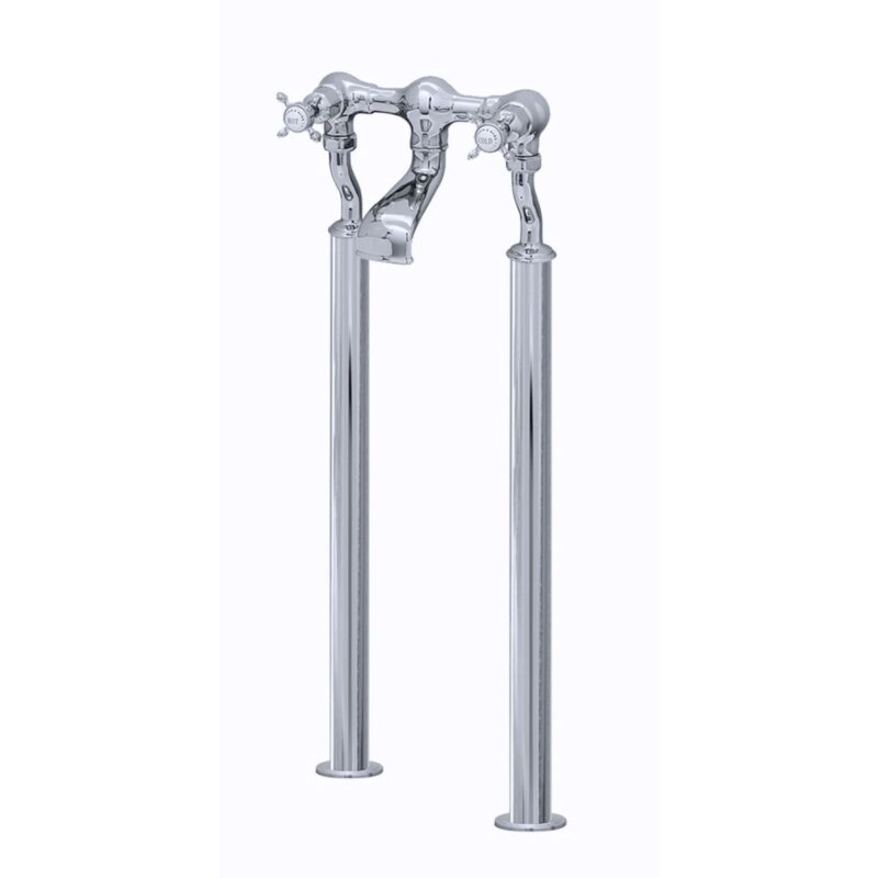 Perrin & Rowe Bath Filler Crosshead Handles & Floor Legs Pewter