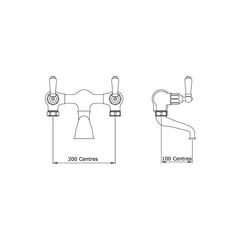 Perrin & Rowe Traditional Bath Filler without Unions, Lever