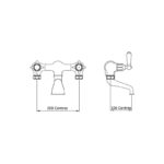 Perrin & Rowe Traditional Bath Filler without Unions, Cross