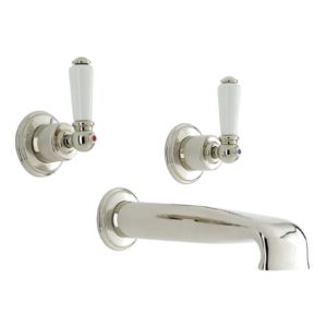 Perrin & Rowe Wall Basin Mixer with Low Spout & Lever Handles