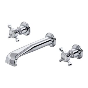 Perrin & Rowe Traditional Wall Basin Mixer with Crosstop Handles