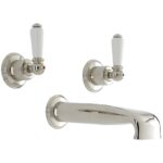 Perrin & Rowe 3 Hole Lever Wall Bath Set with Low Spout Gold