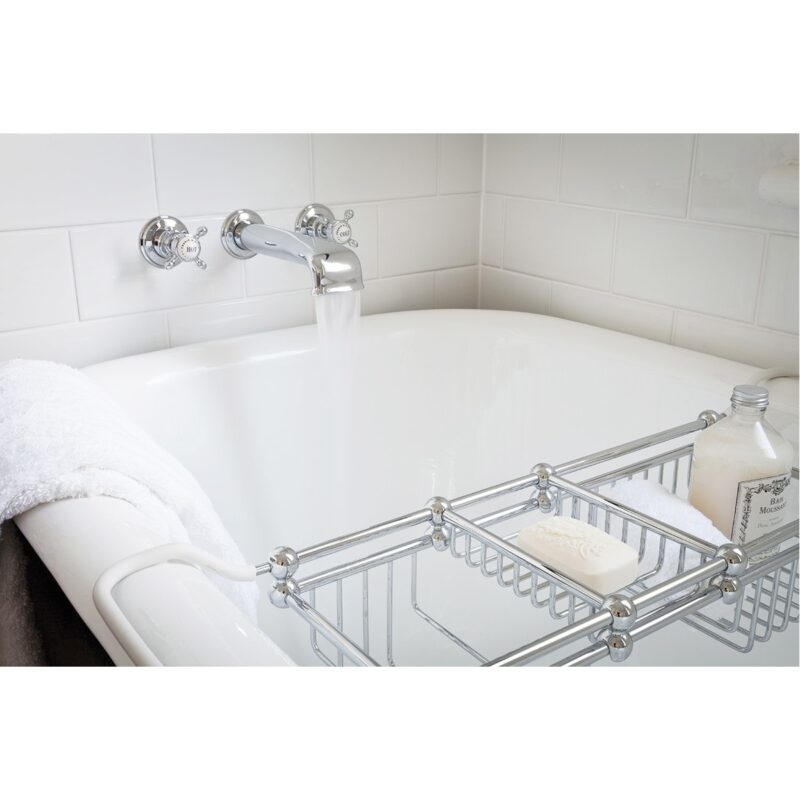 Perrin & Rowe 3 Hole Crosshead Wall Bath Set Low Spout Nickel