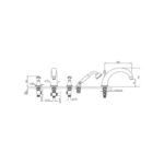 Perrin & Rowe Georgian 4 Hole 10" C-Spout Bath Tap Set, Cross
