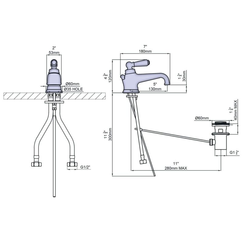 Perrin & Rowe Traditional Single Lever Basin Mixer Chrome