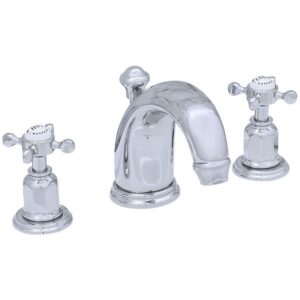 Perrin & Rowe 3 Hole Crosshead Basin Set High Neck Spout Nickel