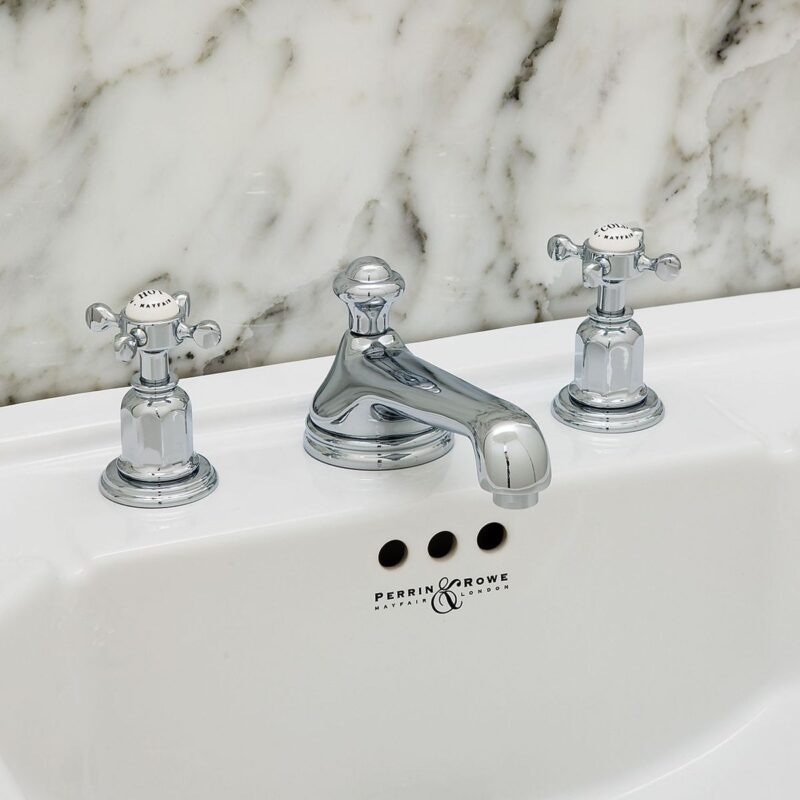 Perrin & Rowe Traditional 3 Hole Crosshead Basin Mixer Chrome