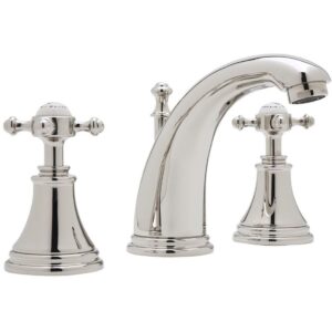 Perrin & Rowe Georgian Crosstop High Spout 3 Hole Basin Mixer Pewter