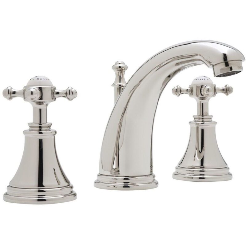 Perrin & Rowe Georgian Crosstop High Spout 3 Hole Basin Mixer Pewter