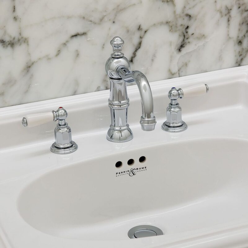Perrin & Rowe 3 Hole Lever Basin Set Country Spout Chrome